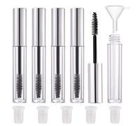 CAIYA Lot de 5 tubes vides de 2,5 ml - Transparents et réutilisables - Pour crème de cils - Pour huile de ricin, huile de croissance des cils, mascara avec 5 inserts en caoutchouc, 1 entonnoir