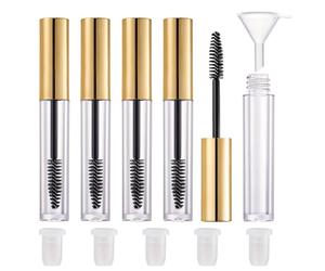 CAIYA Lot de 5 tubes vides de 2,5 ml - Transparents et réutilisables - Pour crème de cils - Pour huile de ricin, huile de croissance des cils, mascara avec 5 inserts en caoutchouc, 1 entonnoir