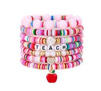 Caiyao Bracelet de reconnaissance pour enseignant - Cadeau coloré multicouche - Lettre d'argile - Bracelets empilables pour femme et homme - Bijou de remise de diplôme, Moyen, Polychlorure de vinyle