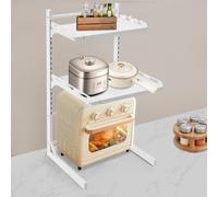 CAIYGG Étagère à micro-ondes réglable avec crochets de suspension pouvant être utilisée dans la cuisine, le salon, le bureau, pour four à micro-ondes, machine à café (blanc, 3 niveaux)