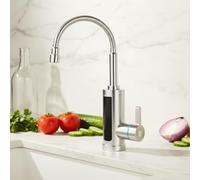 CAIYGG Robinet de cuisine électrique - Chauffe-eau instantané - 220 V 3000 W - Robinet d'eau chaude à 360° - LED rotatif à 360° - Robinet d'eau chaude et froide - Robinet amovible - Robinet