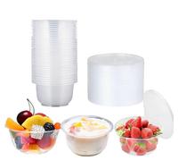 Caiyloxn - Lot de 25 bols à dessert en plastique - 400 ml - Boîtes de rangement avec couvercle - Les bols ronds en plastique sont utilisés pour stocker différents aliments