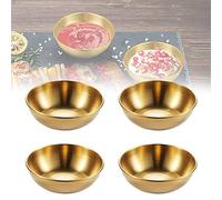 CaiYuanGJ 4 Pièces Coupelles Sauce Rondes Acier Inoxydable, Coupelles Rondes Acier Inoxydable, Bols à Sauce, Bols à Sauce Ronds, Petit bols à sauce, pour Tapas, Sushi, Fruit, Sauce（Couleur or）