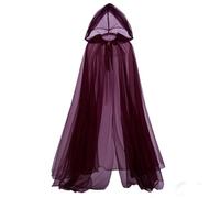 CAIYZH Cape À Capuche | Longue Cape en Tulle Transparent, Déguisement Gothique d'halloween Cosplay for Mariage, Spectacle sur Scène, Feu De Joie, Festival des Fantômes d'automne(Purple)