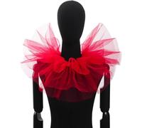CAIYZH Col Faux Volanté en Tulle for Femme, Petite Collerette Décorative en Maille, Cape De Clown Blanche, Accessoire De Déguisement for Fête, Cosplay(Red)