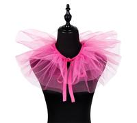 CAIYZH Col Faux Volanté en Tulle for Femme, Petite Collerette Décorative en Maille, Cape De Clown Blanche, Accessoire De Déguisement for Fête, Cosplay(Pink)
