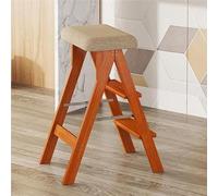 CAIYZH Escabeau Pliant, Tabouret en Bois À 3 Marches for Cuisine, Bibliothèque Et Salle De Musique, Tabouret D'escalier Compact Et Antidérapant, Multifonction Sécurité for La Maison(Wood,40x43x68cm)