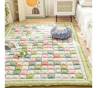 CAIYZH Matelas Japonais Tatami Simple, Matelas Futon Doux Et Respirant, Camping Pliable Et Enroulable avec Fond Antidérapant, Lit Futon Japonais en Coton pour La Maison(Green,110x200cm)