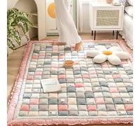 CAIYZH Matelas Japonais Tatami Simple, Matelas Futon Doux Et Respirant, Camping Pliable Et Enroulable avec Fond Antidérapant, Lit Futon Japonais en Coton pour La Maison(Pink,90x160cm)