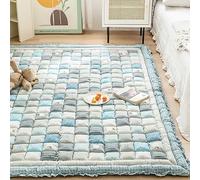 CAIYZH Matelas Japonais Tatami Simple, Matelas Futon Doux Et Respirant, Camping Pliable Et Enroulable avec Fond Antidérapant, Lit Futon Japonais en Coton pour La Maison(Blue,90x160cm)