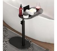 CAIYZH Table D'appoint en Forme De C, Plateau De Baignoire en Bambou, Pivotante À 360°, Table D'appoint en Forme De C, Tables D'appoint Coulissantes for Petits Espaces(Black)