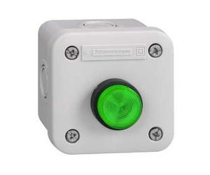 CAJA 1 PULS.LUM.SALIENTE VERDE LED 230V