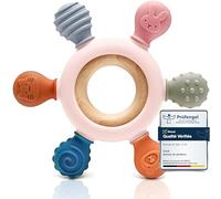 CAJA anneau de dentition bébé en silicone et bois jouet de dentition sans BPA motif animal cadeau naissance garçon fille prise facile