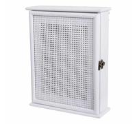 Caja de llaves de madera y rejilla en blanco