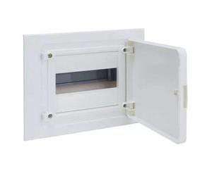 Caja empotrable golf serie VF, 1 fila, 8M, puerta opaca blanca, regleta y chasis