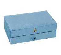 CAJA JOYERO TERCIOPELO AZUL C/CAJÓN+COLGANTE ESTRELLA DORAD 29X18X10CM