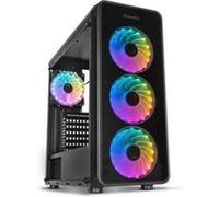 Nox Hummer TGM -NXHUMMERTGM- Boîtier ATX ARGB - Micro ATX-ITX, 4 ventilateurs ARGB 120mm préinstallés, verre trempé, espace pour jusqu'à 6 ventilateurs, USB 3.0, noir
