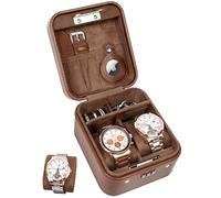 Cajas para relojes 2, caja para relojes con cerradura de combinación, organizador de relojes de cuero de PU para hombres y mujeres,estuche relojes, Posicionamiento del soporte AirTag