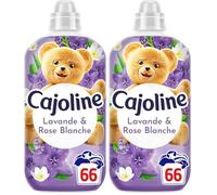 Cajoline Adoucissant linge liquide Lavande & Rose Blanche Créations parfum et fraîcheur 66 lavages 1,386L (Lot de 2)