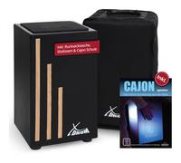 Cajon Batterie a Main Instrument de Percussion Tambour du Monde Housse Set Noir