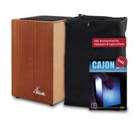 Cajon Percussion Batterie a Main Bois Acajou Sapele Set avec Housse Instrument