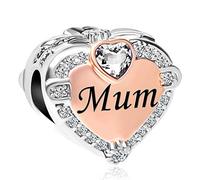 CaJoYo Breloque en forme de cœur avec pierre de naissance de janvier à décembre - Pour bracelet, mère, sœur, grand-mère, épouse, petite amie, Cuivre, verre