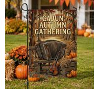 Cajun Drapeau de jardin en accordéon musical sur le thème de la récolte | Thème musical rustique, drapeau de pelouse, style patrimoine du Sud, motif récolte d'automne, tissu résistant aux intempéries