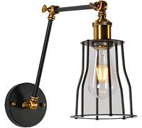 CAKADIXIY Application murale noire, lampe vintage industrielle, de lecture chevet du bras swing, la lumière antique rustique réglable, éclairage mural for chambre à coucher