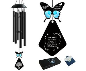 CAKAWIND Carillon éolien commémoratif pour la Perte d'un être Cher, Carillon éolien de condoléances Papillon de 81,3 cm pour la Perte de mère, père, Fils, Fille, Cadeau funéraire pour deuil