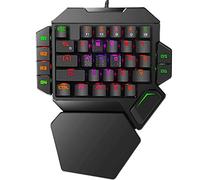 Cakce Clavier de jeu mécanique RVB à une main, rétroéclairé coloré, repose-poignet, clavier mécanique professionnel filaire USB à une main pour jeu
