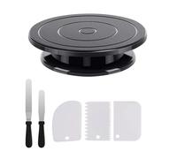 cake baking supplies， Plateau tournant à gâteau 6 pièces avec 2 spatules coudées et droites for glaçage, 3 racloirs à glaçage, kit de décoration et pâtisserie,for Home Bakers(6pcs black)