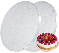 Cake Board 25cm Rond Support Gateau Carton Semelle a Gateau Lot de 2 Planches à Gâteau Rondes Plateau à Gâteaux Assiettes à Gâteaux pour Le Transport et la Décoration Cake