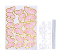 Cake Butterfly Toppers - Lot de 10 décorations en papier papillon réalistes avec accessoires pour la cuisson - Bord doré pour l'obtention d'un diplôme, un anniversaire