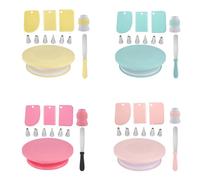 Cake Decorating Kit - Food-Grade Rotating Turntable | Lot de 12 fournitures de cuisson | Smooth Silent Rotation Stand, Includes spatule, 3 Scrapers, 6 Piping Tips, Professional Bakery Equipment Fo