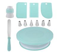 Cake Decorating Kit - Food-Grade Rotating Turntable | Lot de 12 fournitures de cuisson | Smooth Silent Rotation Stand, Includes spatule, 3 Scrapers, 6 Piping Tips, Professional Bakery Equipment Fo