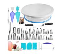 Cake Decorating Supplies Kit - 64Pcs Baking Set | Rotating Cake Turntable With Reusable Piping Bags And Stainless Steel Tips, Professional Icing Frosting Pastry Tools Kit For Beginners