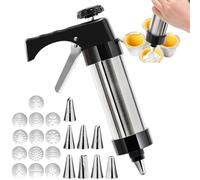 Cake Decorating Syringe Set - Stainless Piping Kit, Stainless Steel Icing Piping Syringe with Nozzles, Multi-Functional Cookie Extruder and Cream Filler Tool, for Baking Supplies, Cupcakes, Desserts