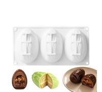 Cake Mold 3-Cavity Reusable Almond Shape Baking Mould Chocolate Mold