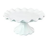 Cake Pedestal Stand, 7.5 Inch Ceramic Footed Bowl, Small Raised Ruffled Fruit Platter, Cake Display Stand for Birthday Holiday Party