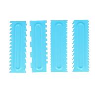 Cake Scraper Cake Decorating Comb Icing Smoother Cream Scraper Fondant Tools 4PCS Set Professional Baking Accessories for Wedding Birthday Cakes Plastic Blue 22x7.2cm