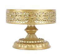 Cake Stand Gold - Vintage Lace Design Dessert Display for Party/Wedding/Afternoon Tea | Round Cake Holder with Elegant Carved Base | Easy Assembly Treat Tray for Home Decor (Small)