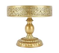 Cake Stand Gold - Vintage Lace Design Dessert Display for Party/Wedding/Afternoon Tea | Round Cake Holder with Elegant Carved Base | Easy Assembly Treat Tray for Home Decor (M)