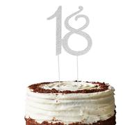Cake topper 18 ans de strass argent, 18th birthday décorations gâteau anniversaire, numéro 18 pour gâteau décoratif pour anniversaire ou anniversaire de mariage (18 argent)