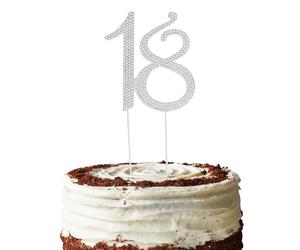 Cake topper 18 ans de strass argent, 18th birthday décorations gâteau anniversaire, numéro 18 pour gâteau décoratif pour anniversaire ou anniversaire de mariage (18 argent)