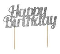 cake topper anniversaire 18x15cm argent - générique j089 Gris G