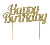 cake topper anniversaire 18x15cm or - générique j088 Jaune G