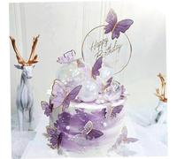 Cake Topper Butterfly Cupcake Topper 3D Butterfly Cake Decor Papier creux pour la fête d'anniversaire Fourniture 11pcs Purple Decorations