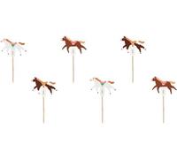 Cake Topper Chevaux 13cm Blanc / Marron Set de 6