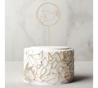 Cake Topper en Bois Colombe, Décoration Artisanale pour Gâteau de Baptême et Communion, 18 cm x 7,5 cm, 100% Bois Naturel