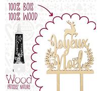 Cake topper en bois Joyeux Noël + Stylo de glaçage noir